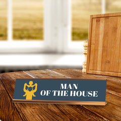 Signs ByLITA Man of The House Gold Frame, Desk Sign (2x8")