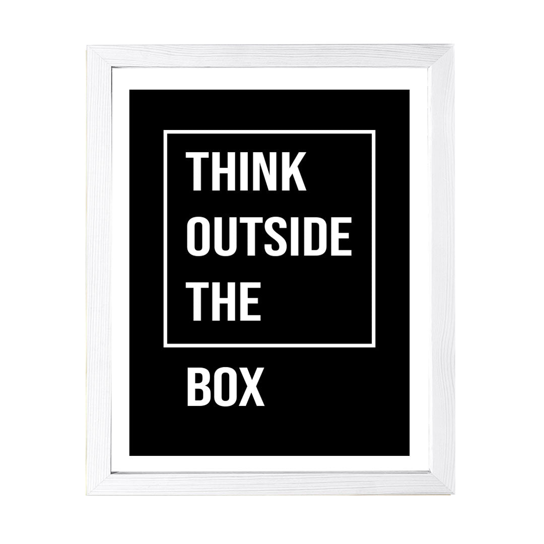 Designs ByLITA Think Outside The Box, Framed Wall Art Print | Positive Motivational Decor