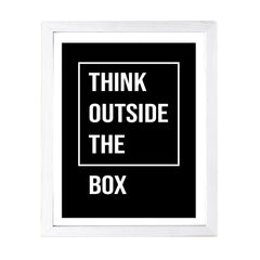 Designs ByLITA Think Outside The Box, Framed Wall Art Print | Positive Motivational Decor