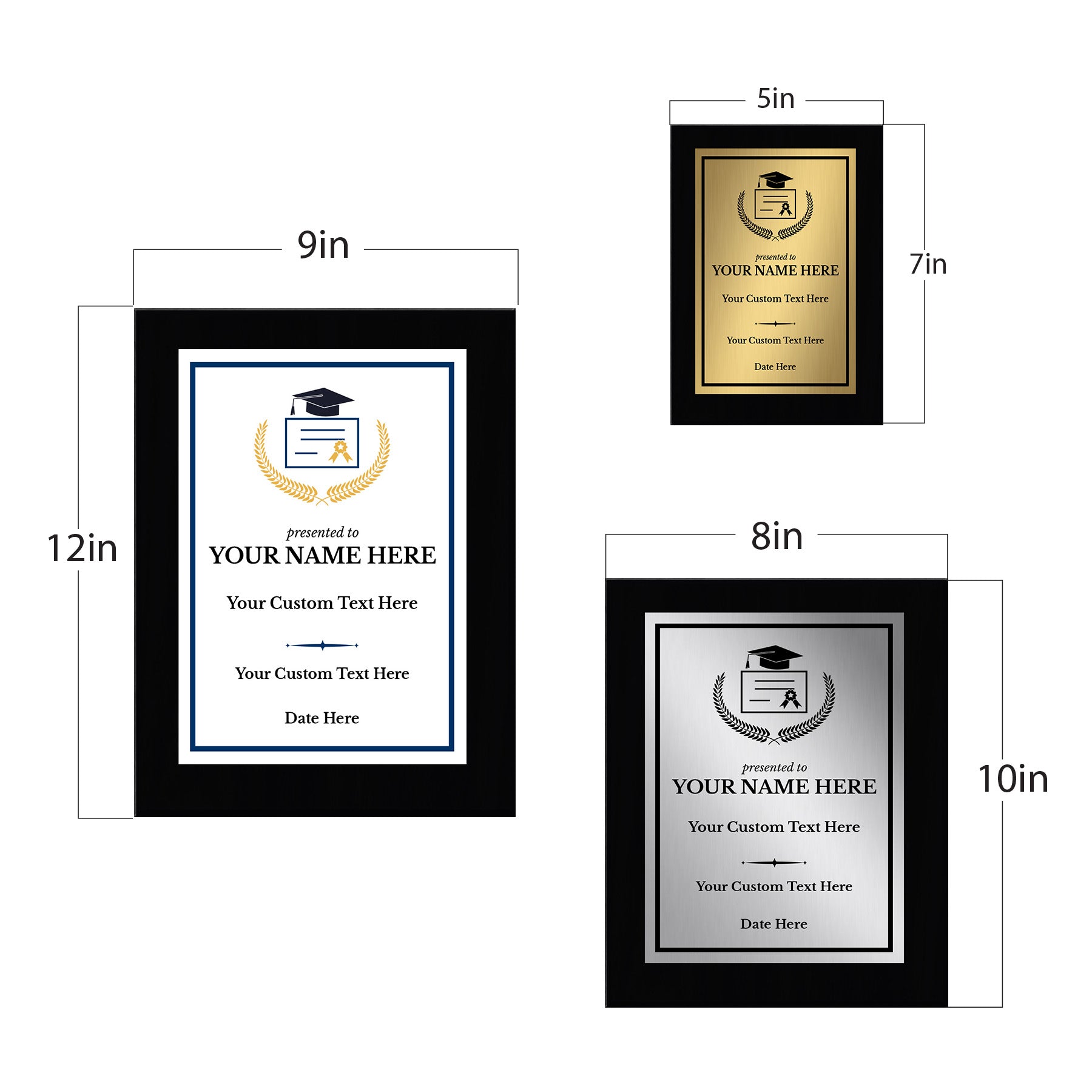 High School and College Graduation Customizable Black Frame Wooden Award Plaque | Easel Mount Option | Achievement and Recognition Personalizable Plaques