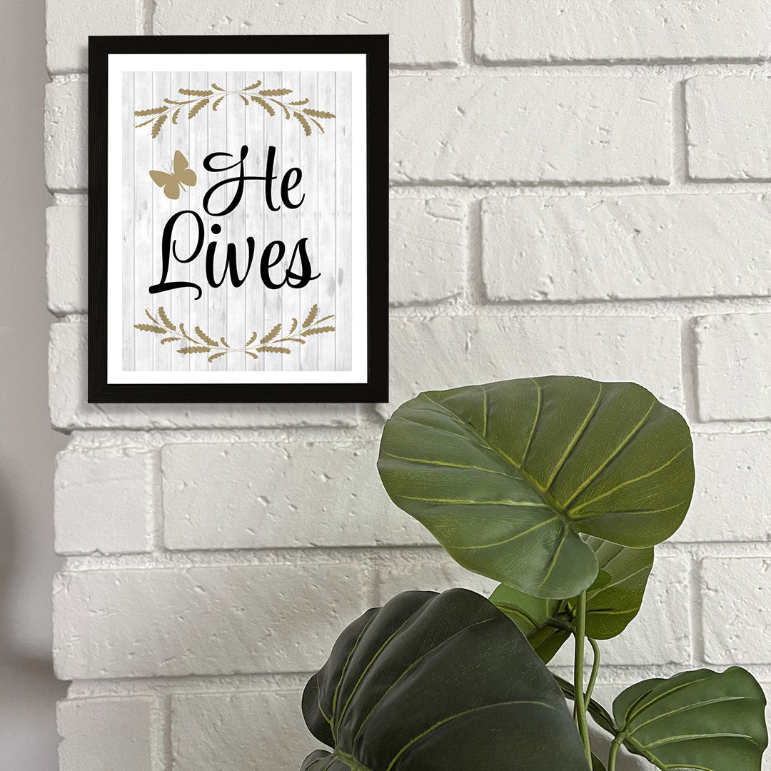 Designs ByLITA He Lives, Framed Wall Art Print | Religious Church & Home Decor