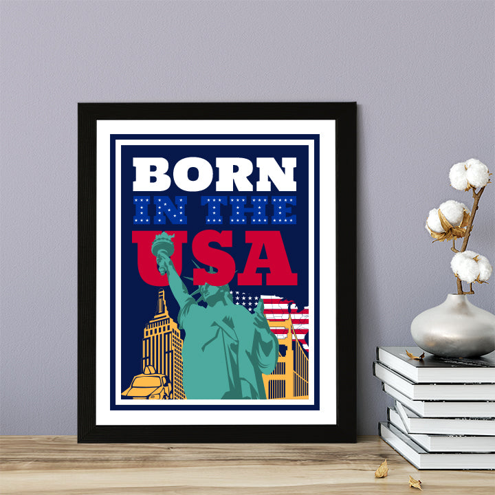 Designs ByLITA Born in the USA, Wall Print Art | USA Patriotic Decoration (Unframed or Framed)