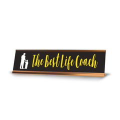 Signs ByLITA The Best Life Coach Gold Frame, Desk Sign (2x8")