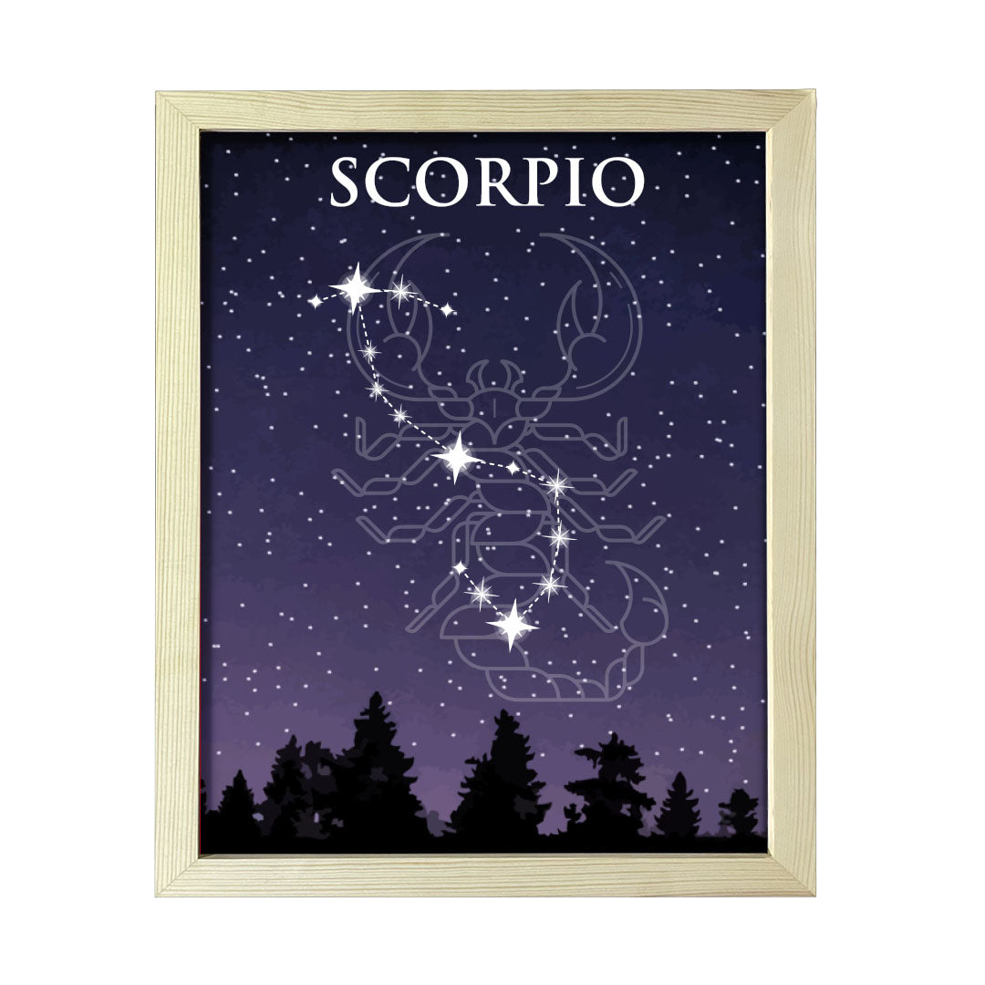 Designs ByLITA Scorpio Zodiac Sign Night Sky, Wall Print Art | Home and Office Decor | Astrology Star Sign Bedroom Decoration | Perfect Gift