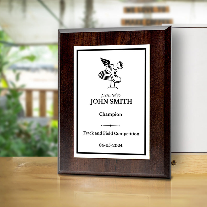 Track and Field Customizable Wooden Award Plaque | Easel Mount Option | Achievement and Recognition Personalizable Plaques