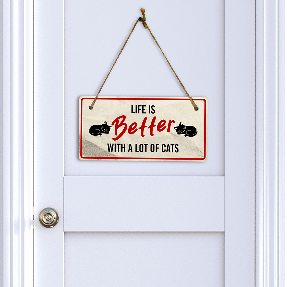 Cat Lovers Home Decor 5x10 Hanging Plus Wall or Door Sign