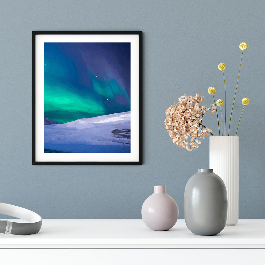 Designs ByLITA Glowing Northern Lights, Wall Print Art | Beautiful Flowers | Stylish Modern Decoration For The Home and Office