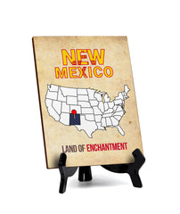 New Mexico: Land of Enchantment Table Sign with Acrylic Stand (6x8“) | State Pride Collection | Perfect Gift for Coworkers or Family