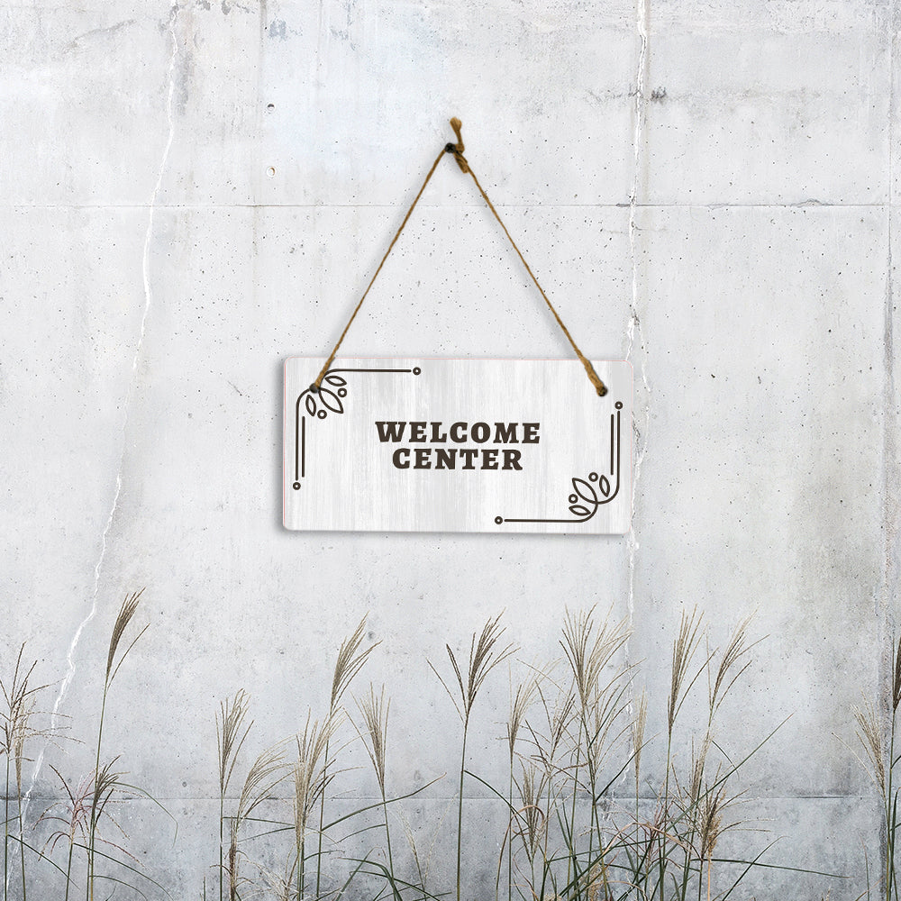 Welcome Center 5x10 Hanging Plus Wall or Door Sign | Religious Rustic Wood Sign
