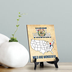 West Virginia: Wild and Wonderful Table Sign with Acrylic Stand (6x8“)| State Pride Collection | Perfect Gift for Coworkers or Family