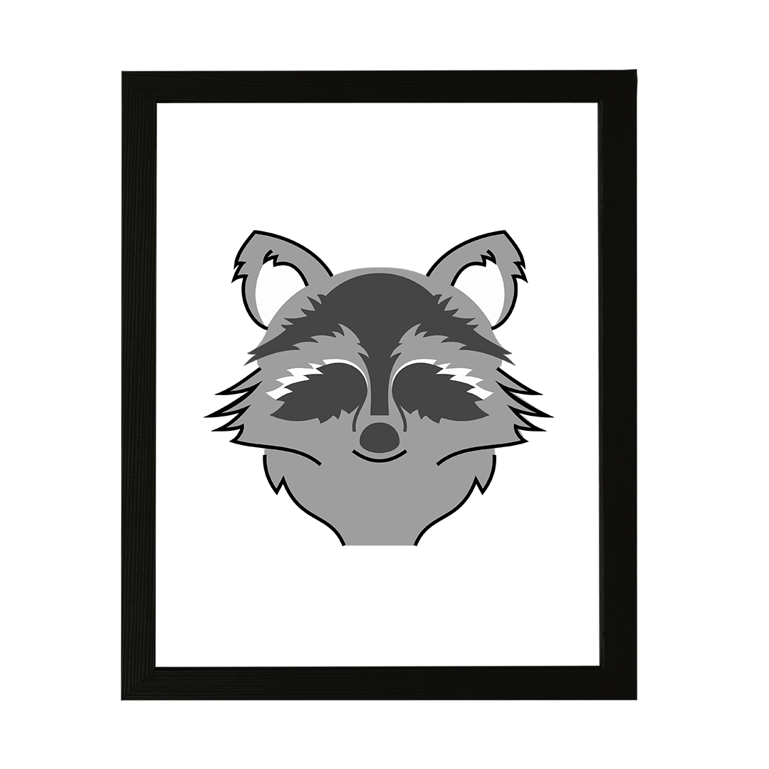 Designs ByLITA Racoon, Wall Print Animals Art | Family Presents | Bedroom | Stylish Kindergarten Decor