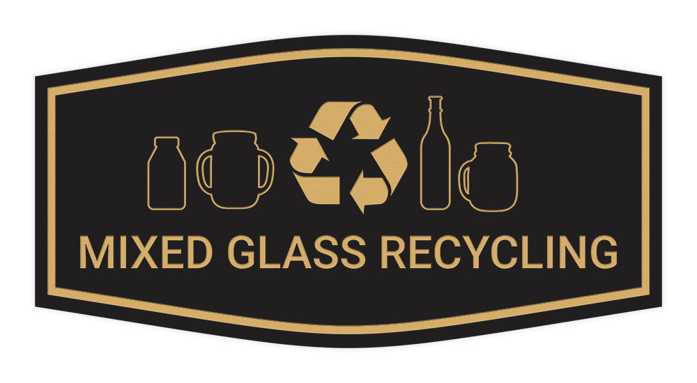 Fancy Mixed Glass Recycling Wall or Door Sign