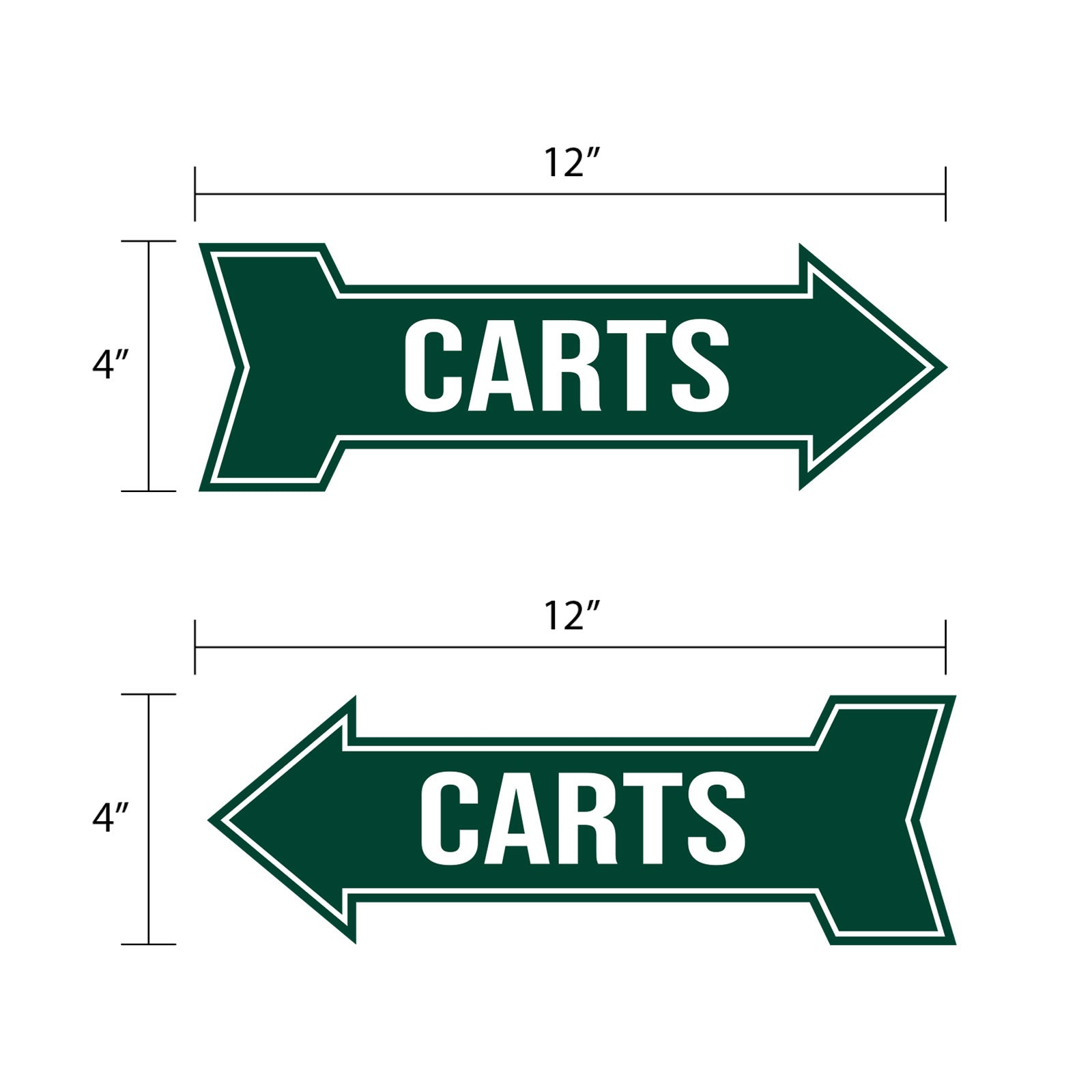 Arrow Shape Carts 12x4" Wall or Door Sign | Golf Signage