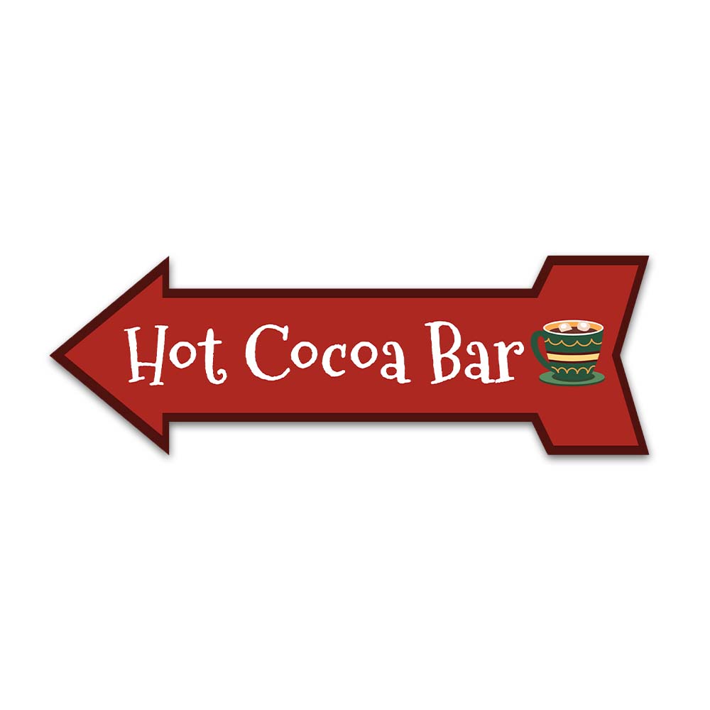 Arrow Shape Plus Hot Cocoa Bar 12x4" Wall or Door Sign | Christmas Holiday Decoration