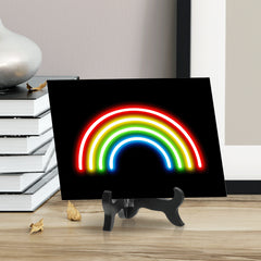 Rainbow Neon Graphic Style Table Sign with Acrylic Stand (6x8“) | Live Streamer Gaming Themed Decoration