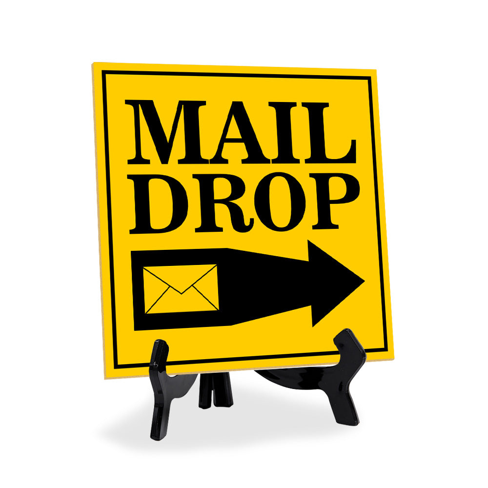 Mail Drop 5"x 5" Square Table Sign With Acrylic Easel | Home & Office Decor