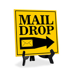 Mail Drop 5"x 5" Square Table Sign With Acrylic Easel | Home & Office Decor