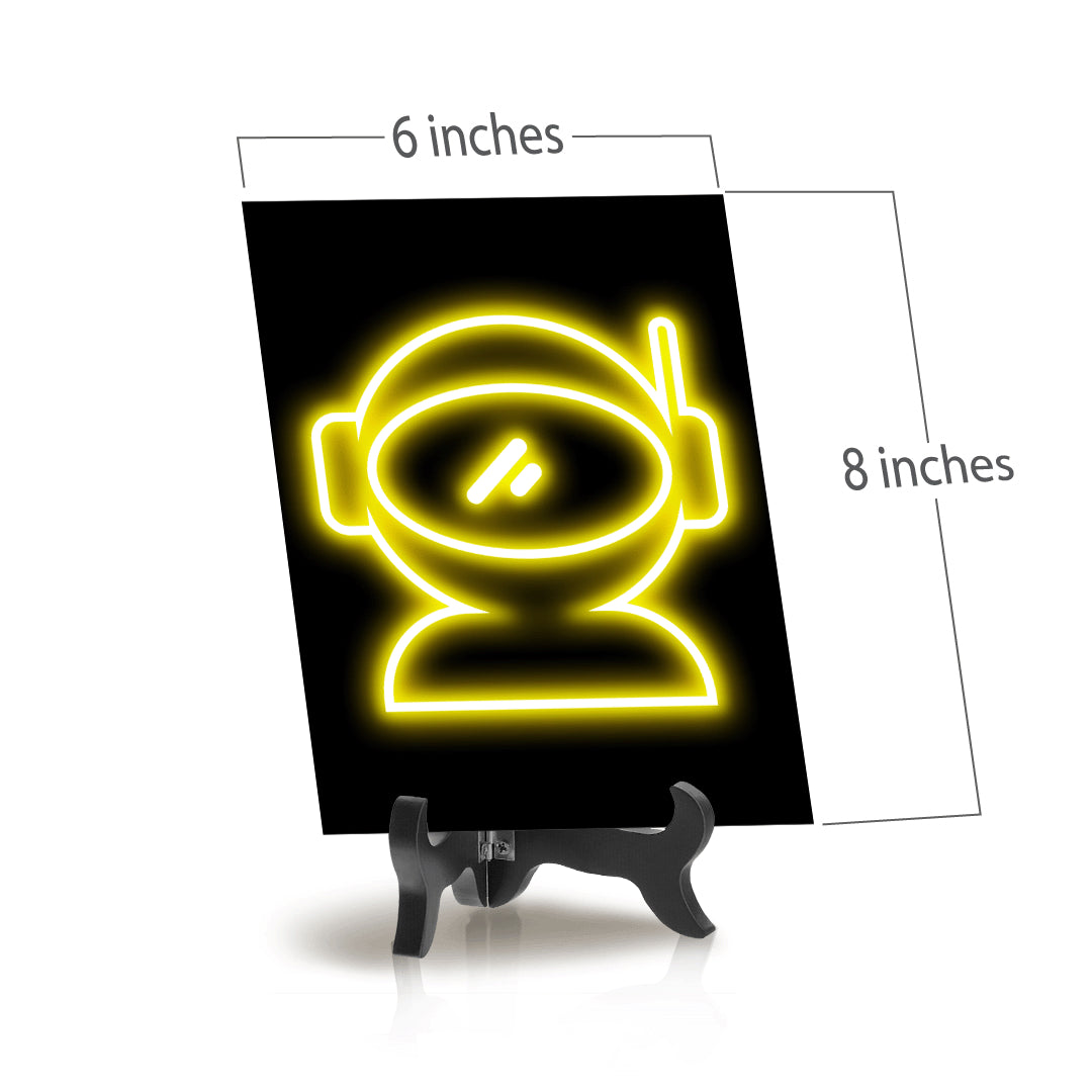 Astronaut Neon Graphic Style Table Sign With Acrylic Easel | Live Streamer Gaming Themed Decoration