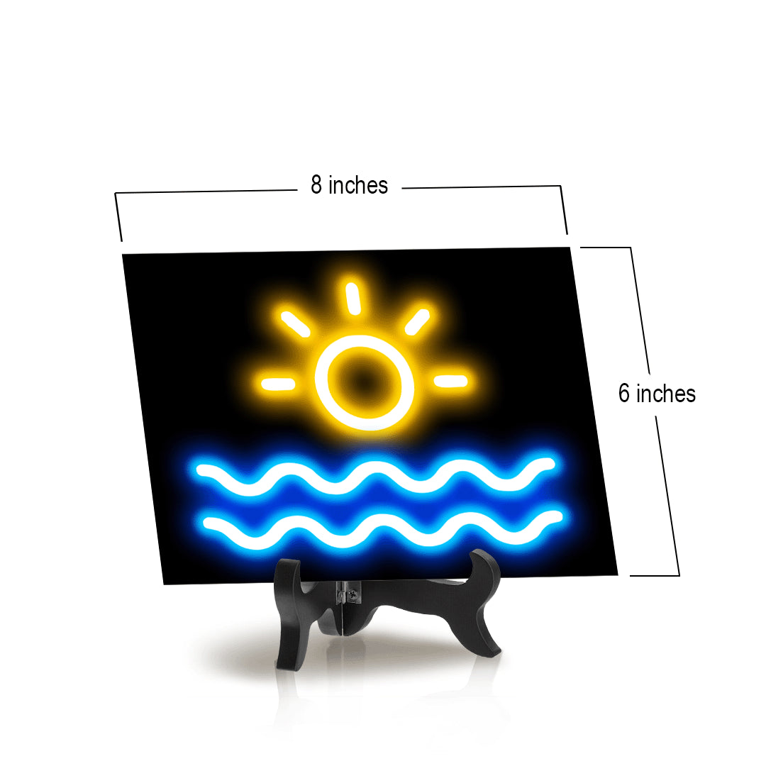 Sun Neon Graphic Style Table Sign with Acrylic Stand (6x8“) | Live Streamer Gaming Themed Decoration