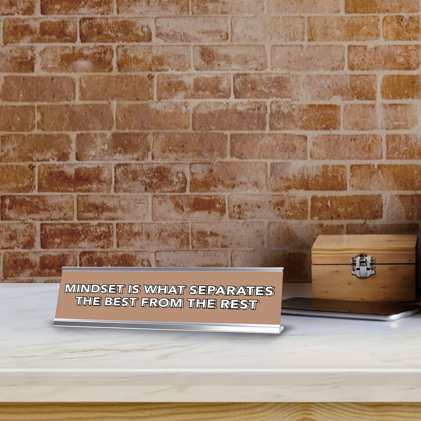 Mindset Is What Separates The Best From The Rest 2 x 10" Desk Sign | Inspirational Quotes Workspace