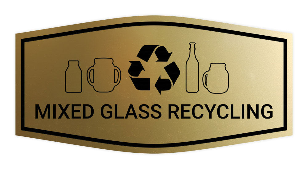 Fancy Mixed Glass Recycling Wall or Door Sign