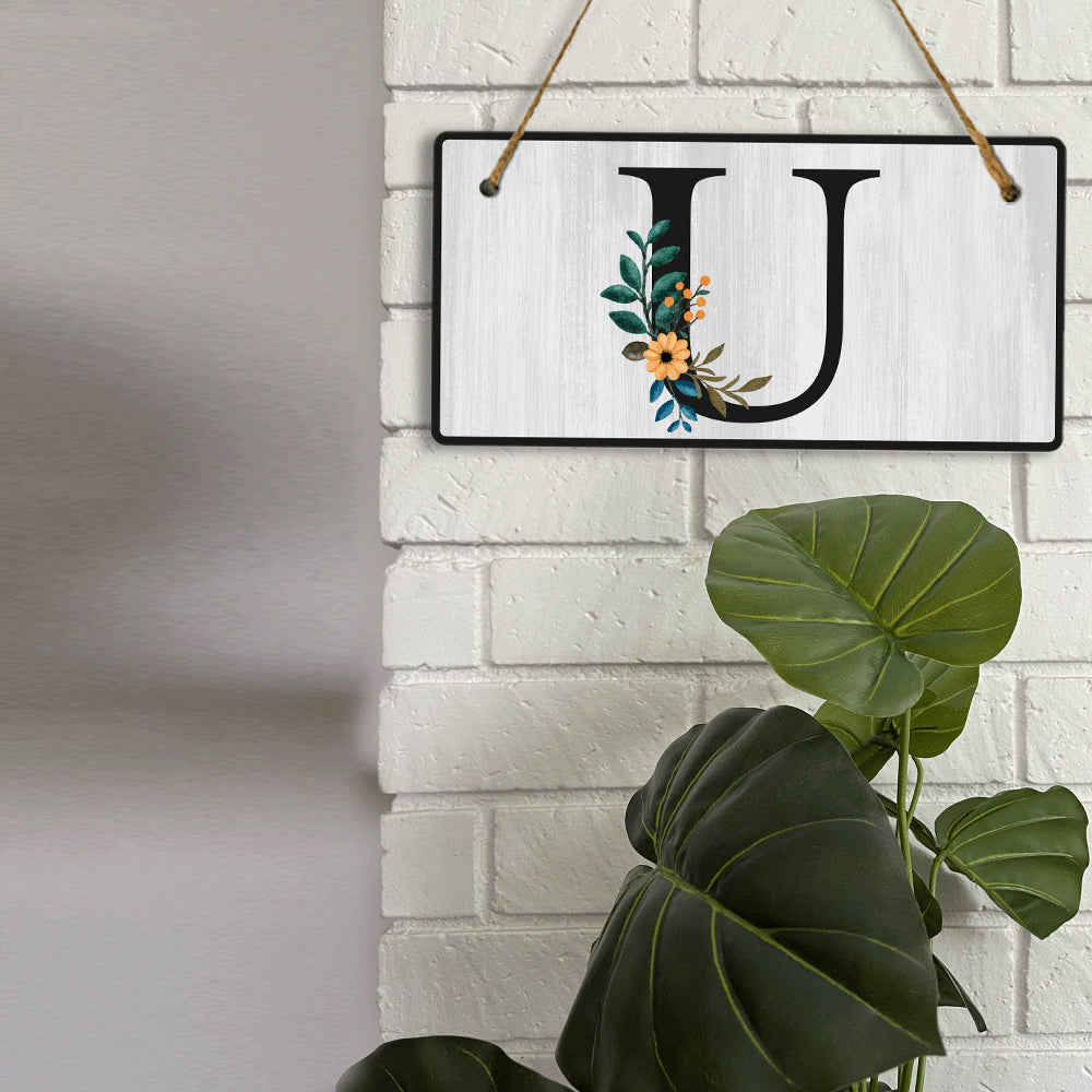 U Flower Decor 5x10 Hanging Wall or Door Sign | Alphabet Letter Room Decoration