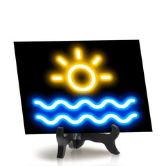 Sun Neon Graphic Style Table Sign with Acrylic Stand (6x8“) | Live Streamer Gaming Themed Decoration