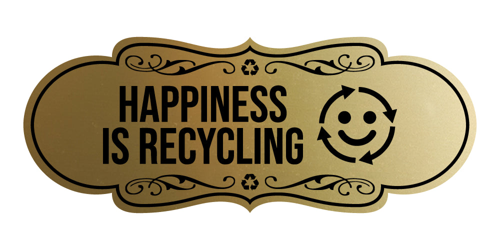 Signs ByLITA Designer Happiness Is Recycling Wall or Door Sign