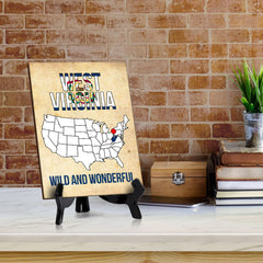 West Virginia: Wild and Wonderful Table Sign with Acrylic Stand (6x8“)| State Pride Collection | Perfect Gift for Coworkers or Family