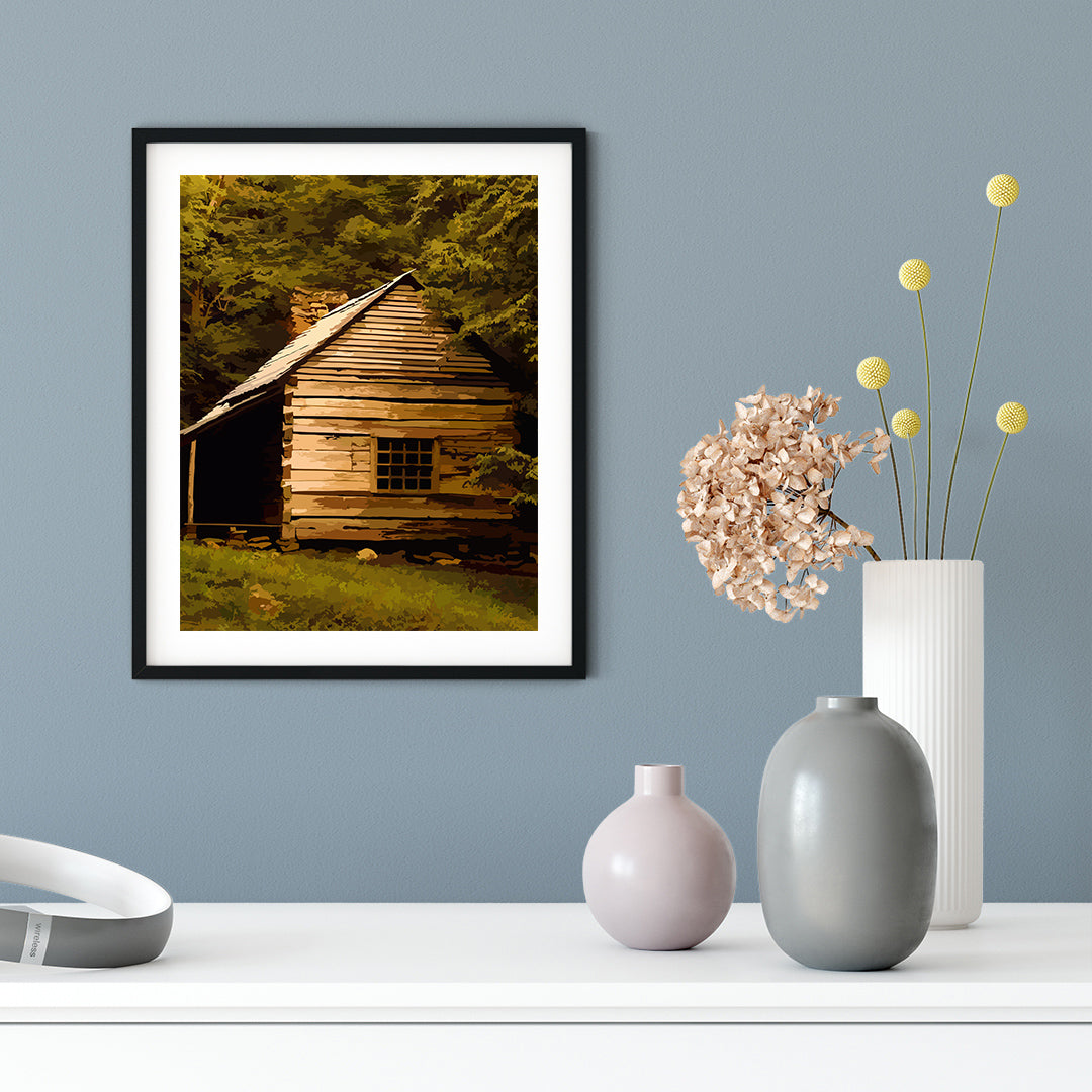 Secluded Country Cabin, Framed Print Sign Easy Installation | Forest and Trees | Stylish Modern Decoration For The Home and Officer