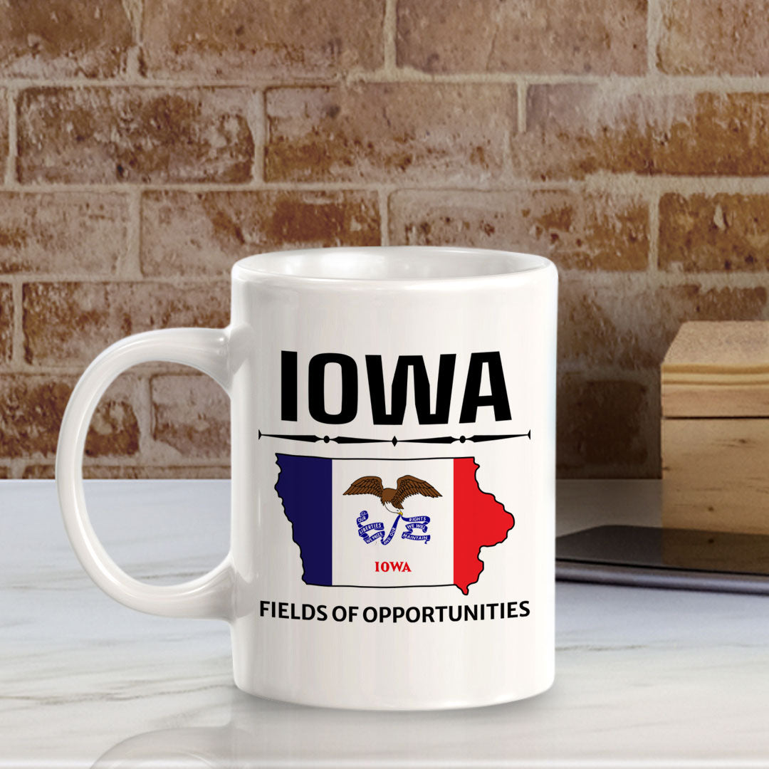 Designs ByLITA Iowa: Fields of Opportunities 11oz Plastic or Ceramic Coffee Mug | State Pride Collection