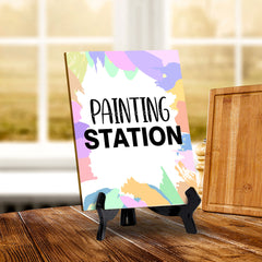 Signs ByLITA Painting Station 2, Table Sign with Acrylic Stand (6x8“)