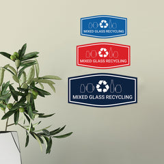 Fancy Mixed Glass Recycling Wall or Door Sign