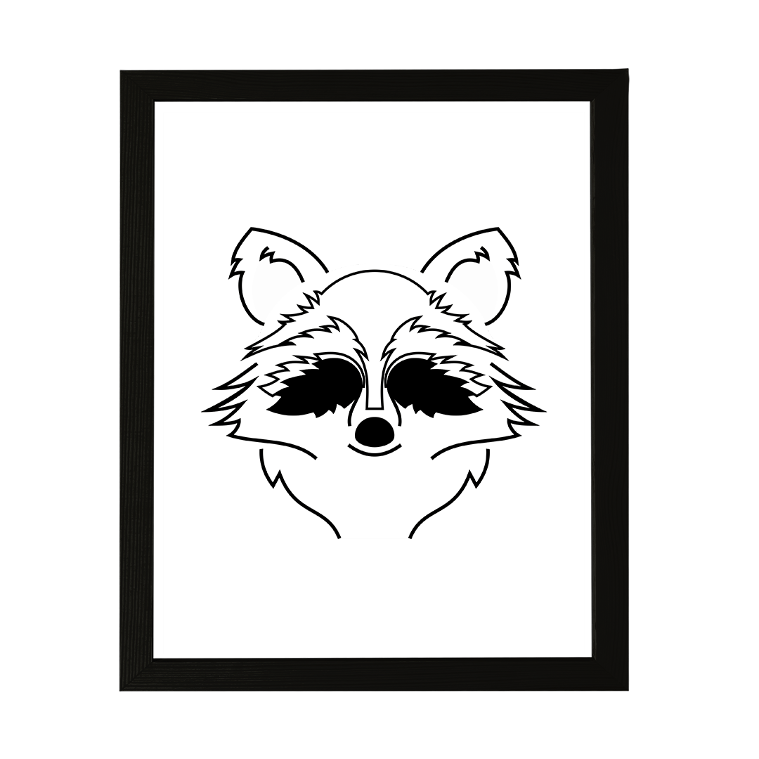 Designs ByLITA Racoon Outlined version, Wall Print Animals Art | Family Presents | Bedroom | Stylish Kindergarten Decor