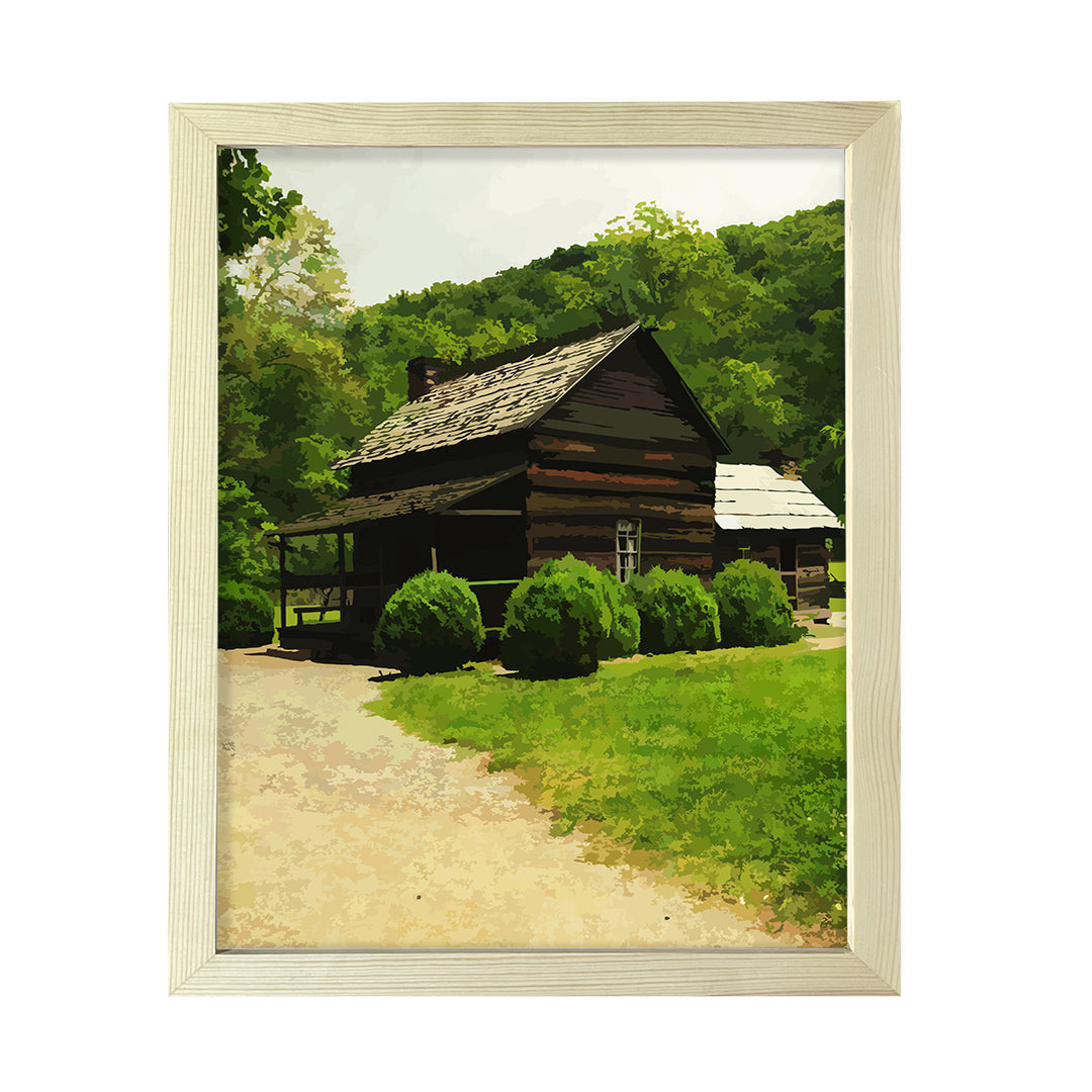 Peaceful Mountain Farm, Framed Print Sign Easy Installation | Forest and Trees | Stylish Modern Decoration For The Home and Officer