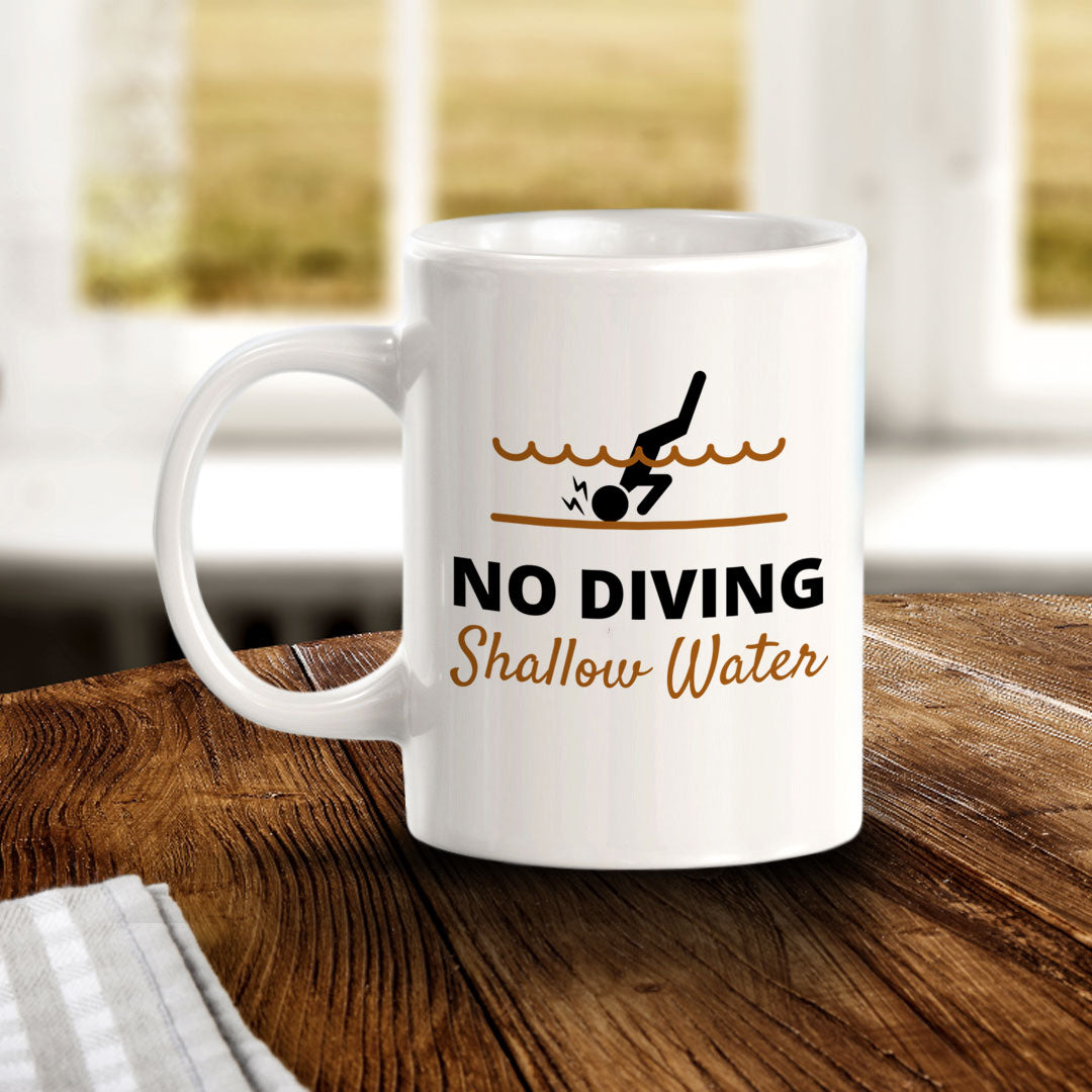 Designs ByLITA No Diving Shallow Water 11oz Plastic/Ceramic Coffee Mug