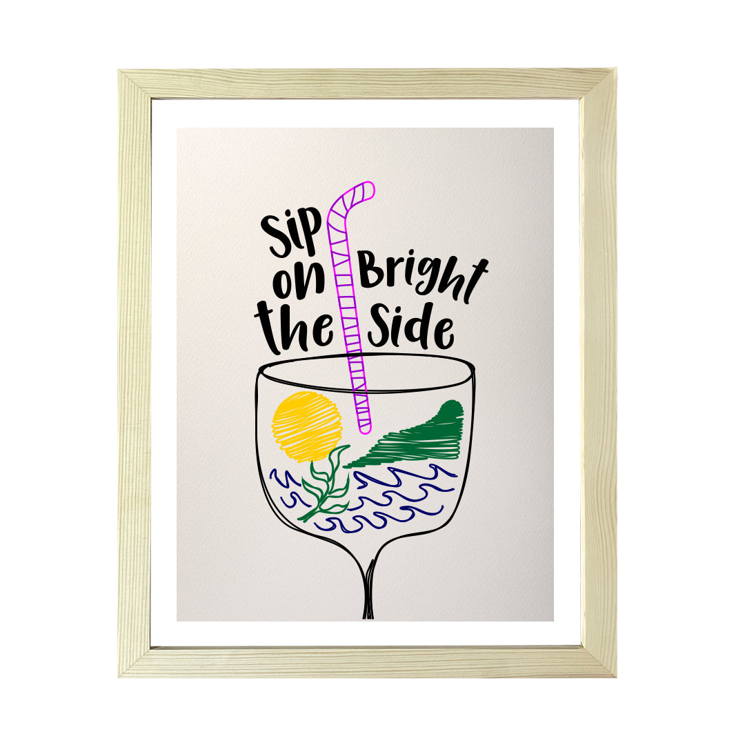 Designs ByLITA Sip On The Bright Side, Wall Print Art | Retro Bar Decoration
