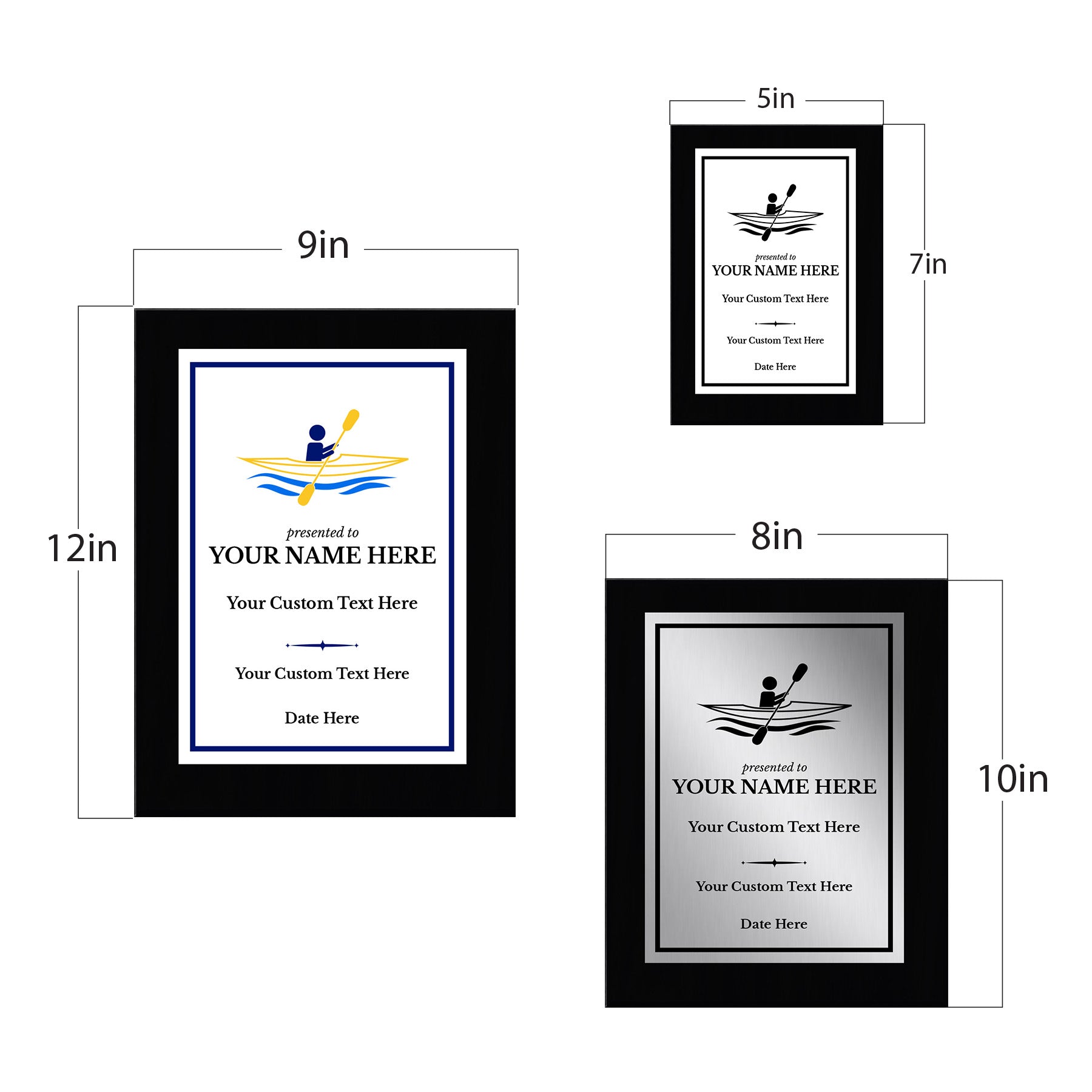 Kayaking Customizable Black Frame Wooden Award Plaque | Easel Mount Option | Achievement and Recognition Personalizable Plaques | Sports Award