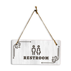Restroom 5x10 Hanging Plus Wall or Door Sign | Religious Rustic Wood Sign
