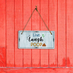 Live Laugh Poop 5x10 Hanging Plus Wall or Door Sign | Funny Home Decor
