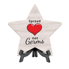 Signs ByLITA Spread Love Not Germs, Wood Color Star Table Sign (6"x5")