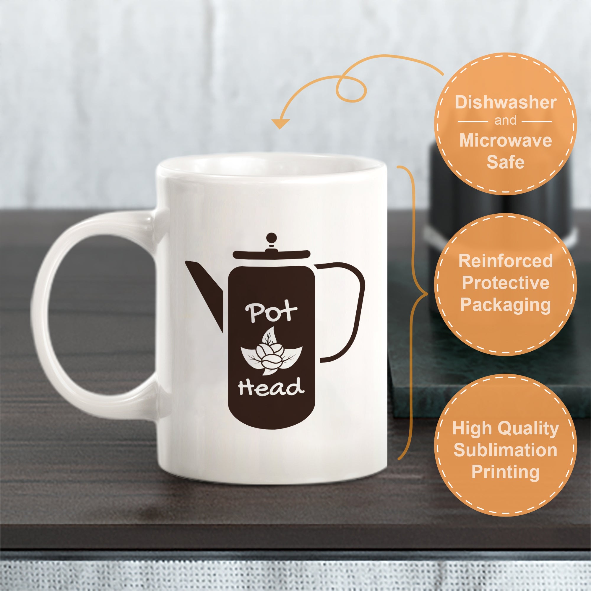 Pot Head 11oz Plastic or Ceramic Coffee Mug | Funny Office & Home Cups