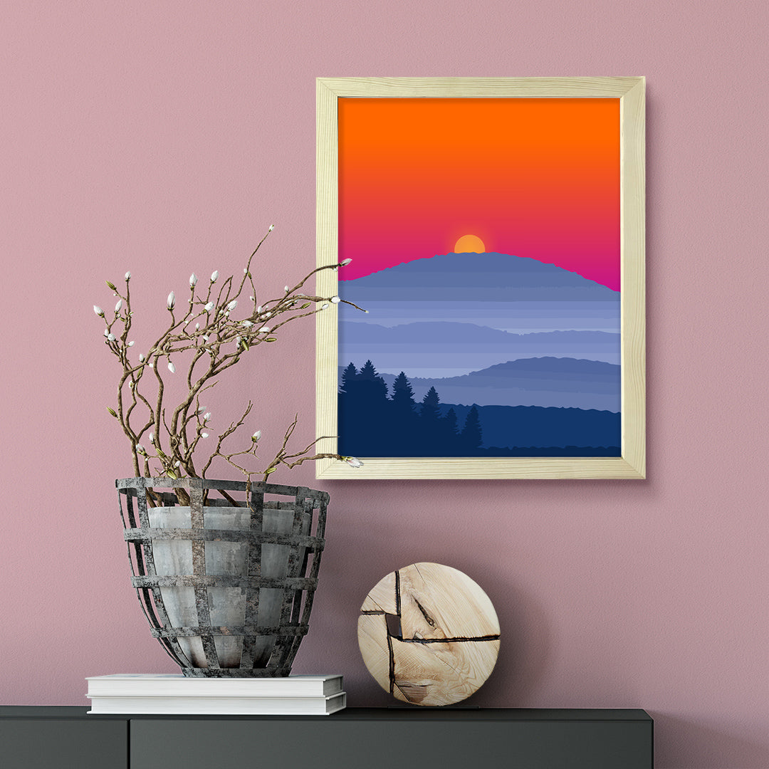 Designs ByLITA Blue Ridge Mountain Sunset, Wall Print Art | Beautiful Flowers | Stylish Modern Decoration For The Home and Office
