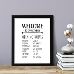 Welcome To Our Kitchen, Framed Wall Art, Home Décor Prints