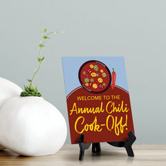 Signs ByLITA Welcome to the Annual Chili Cook-Off! Table Sign with Acrylic Stand (6x8“)
