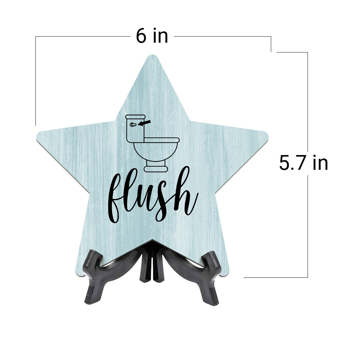 Sign ByLITA Flush, Wood Color, Star Bathroom Table Sign (6"x5")