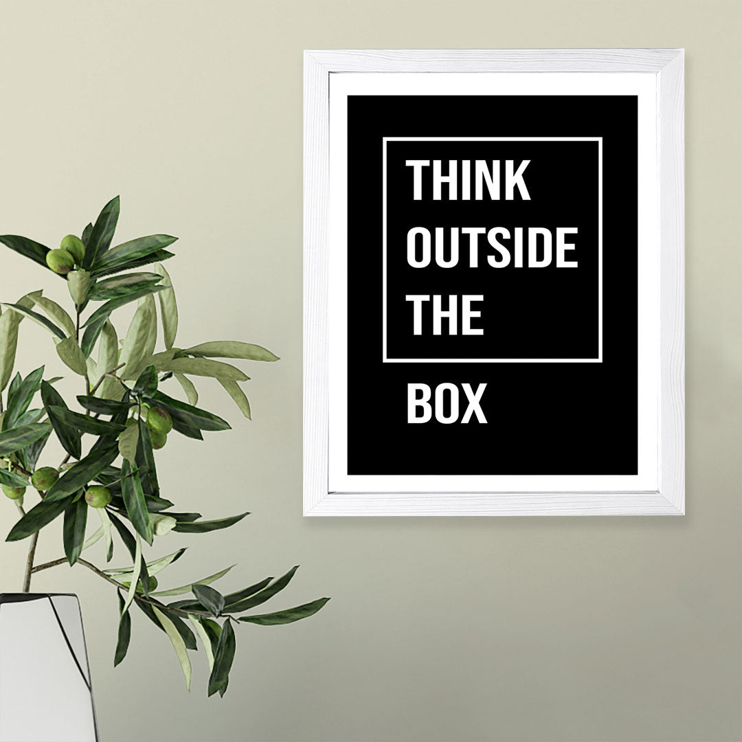 Designs ByLITA Think Outside The Box, Framed Wall Art Print | Positive Motivational Decor