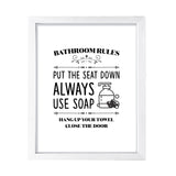 Bathroom Rules Put The Seat Down, Framed Wall Art, Home Décor Prints