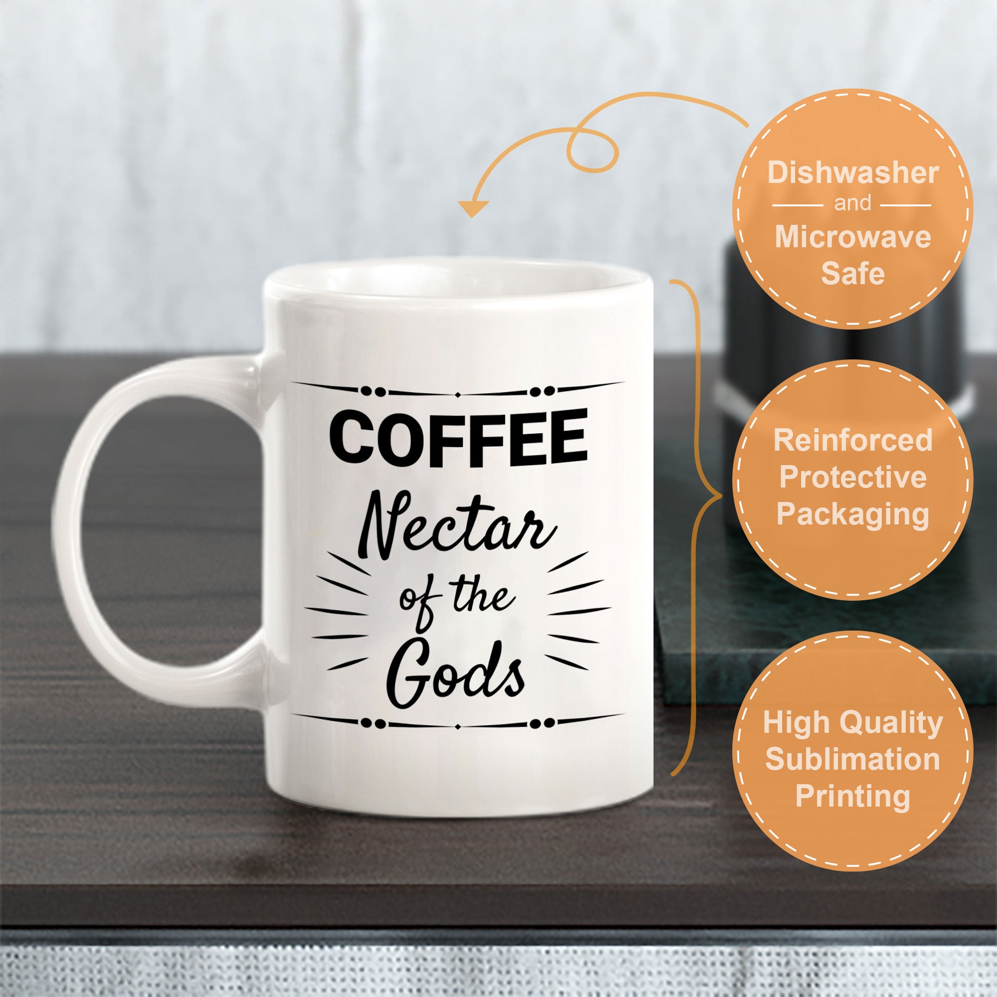 Designs ByLITA Coffee: Nectar of the Gods Office Workspace Home Family 11oz Plastic/Ceramic Coffee Mug