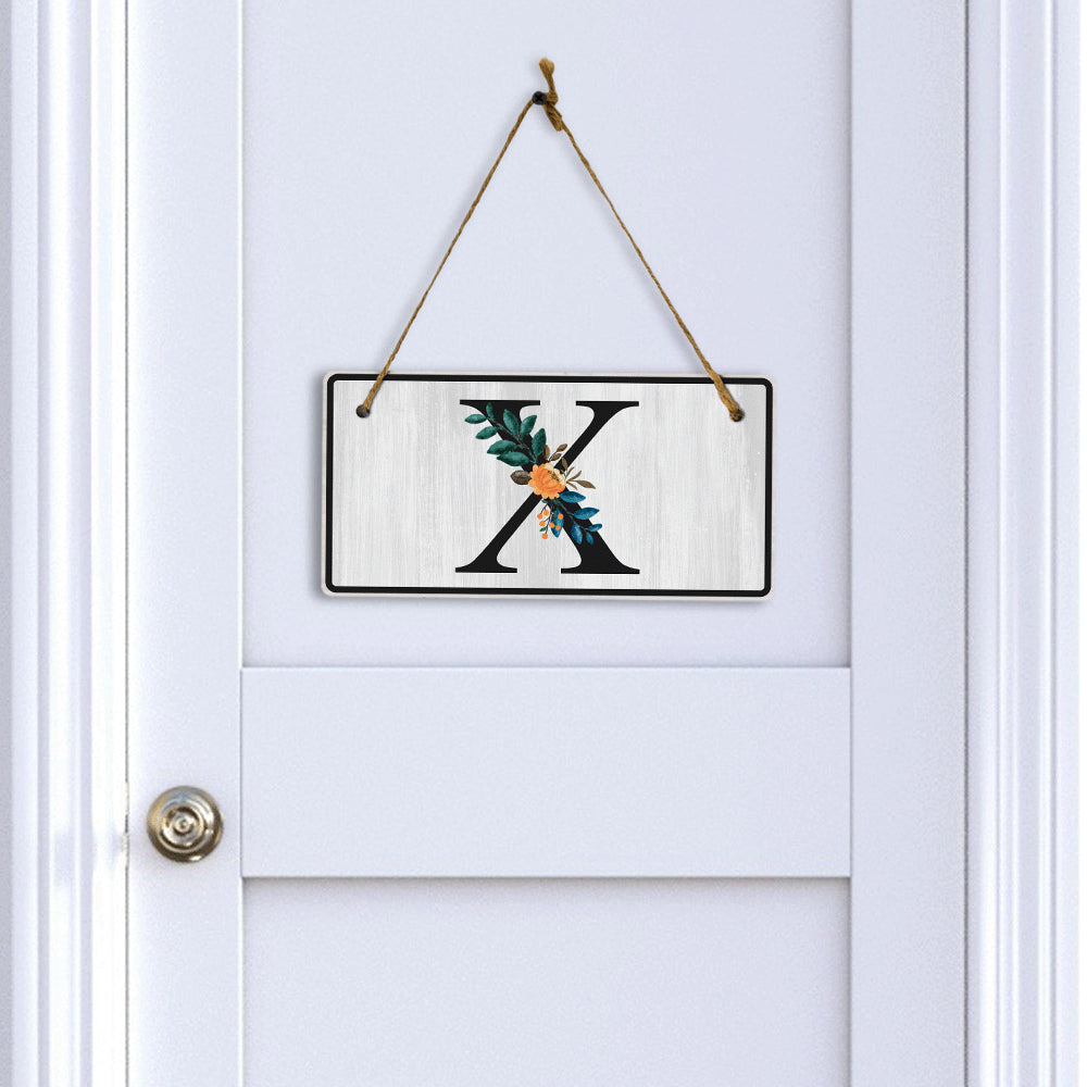 X Flower Decor 5x10 Hanging Wall or Door Sign | Alphabet Letter Room Decoration